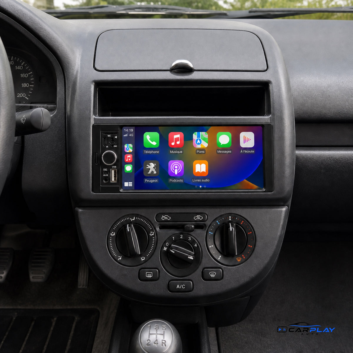 Écran CarPlay compatible avec Peugeot 106 [1991-2003]