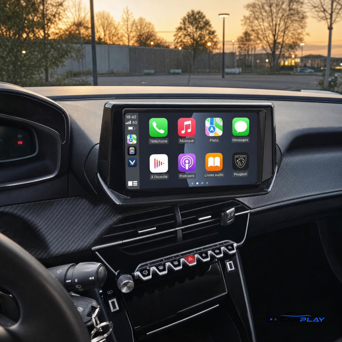 Écran CarPlay compatible avec Peugeot 208 II [2019-2025+]