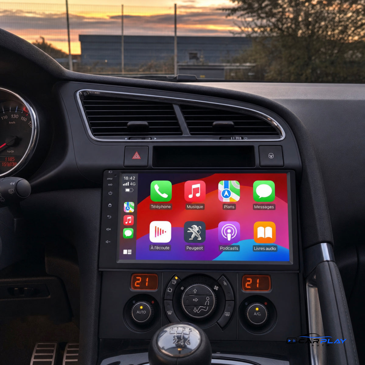 Écran CarPlay compatible avec Peugeot 3008 [2009-2016] - Clim. automatique