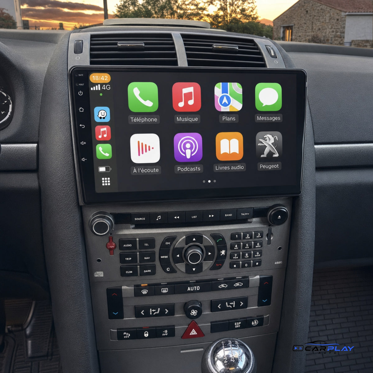 Écran CarPlay compatible avec Peugeot 407 [2004-2011]