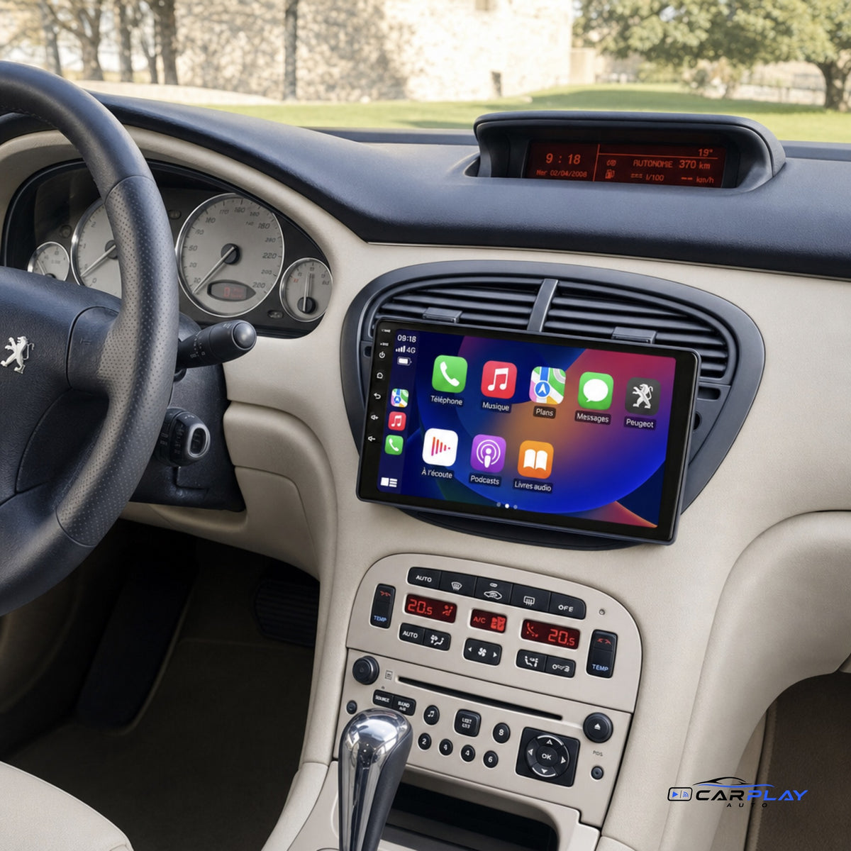 Écran CarPlay compatible avec Peugeot 607 [2002-2010]