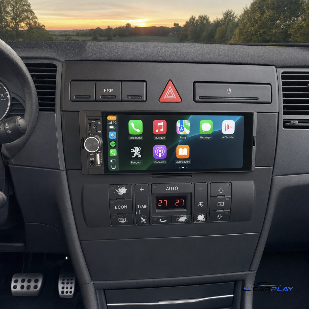 Écran CarPlay compatible avec Peugeot 807 [2002-2015]