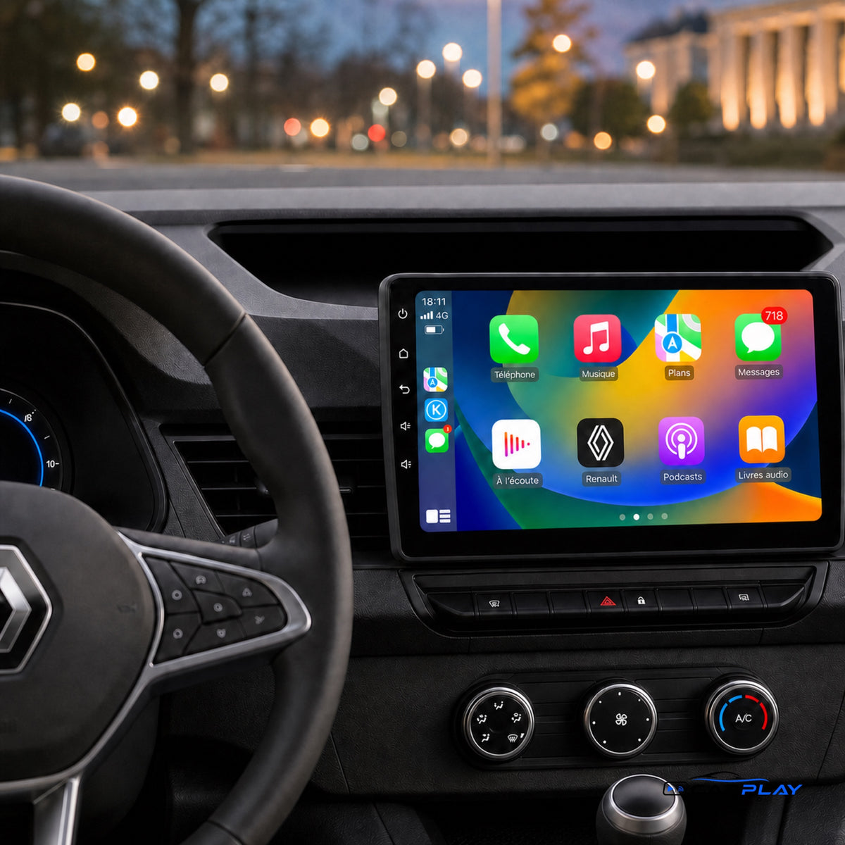 Écran CarPlay compatible avec Renault Kangoo [2019-2025] (sans écran d'origine)