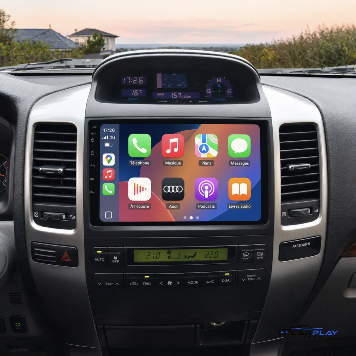 Écran CarPlay compatible avec Toyota Land Cruiser Prado 120 [2004-2009] - Système audio classique