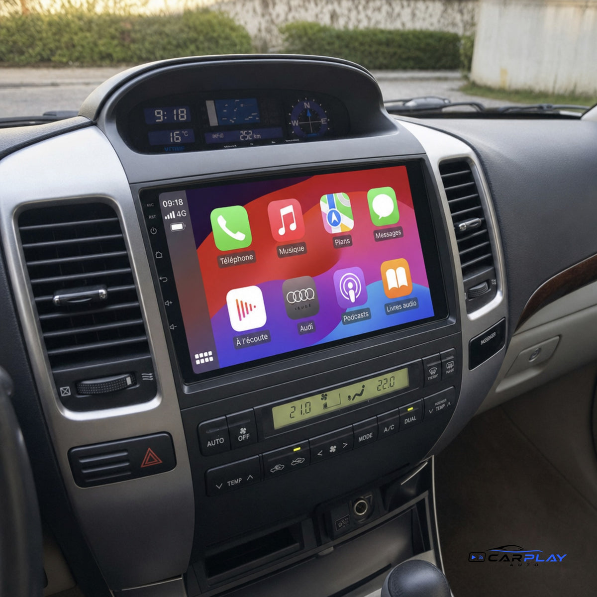 Écran CarPlay compatible avec Toyota Land Cruiser Prado 120 [2004-2009] - Système audio JBL / Pioneer