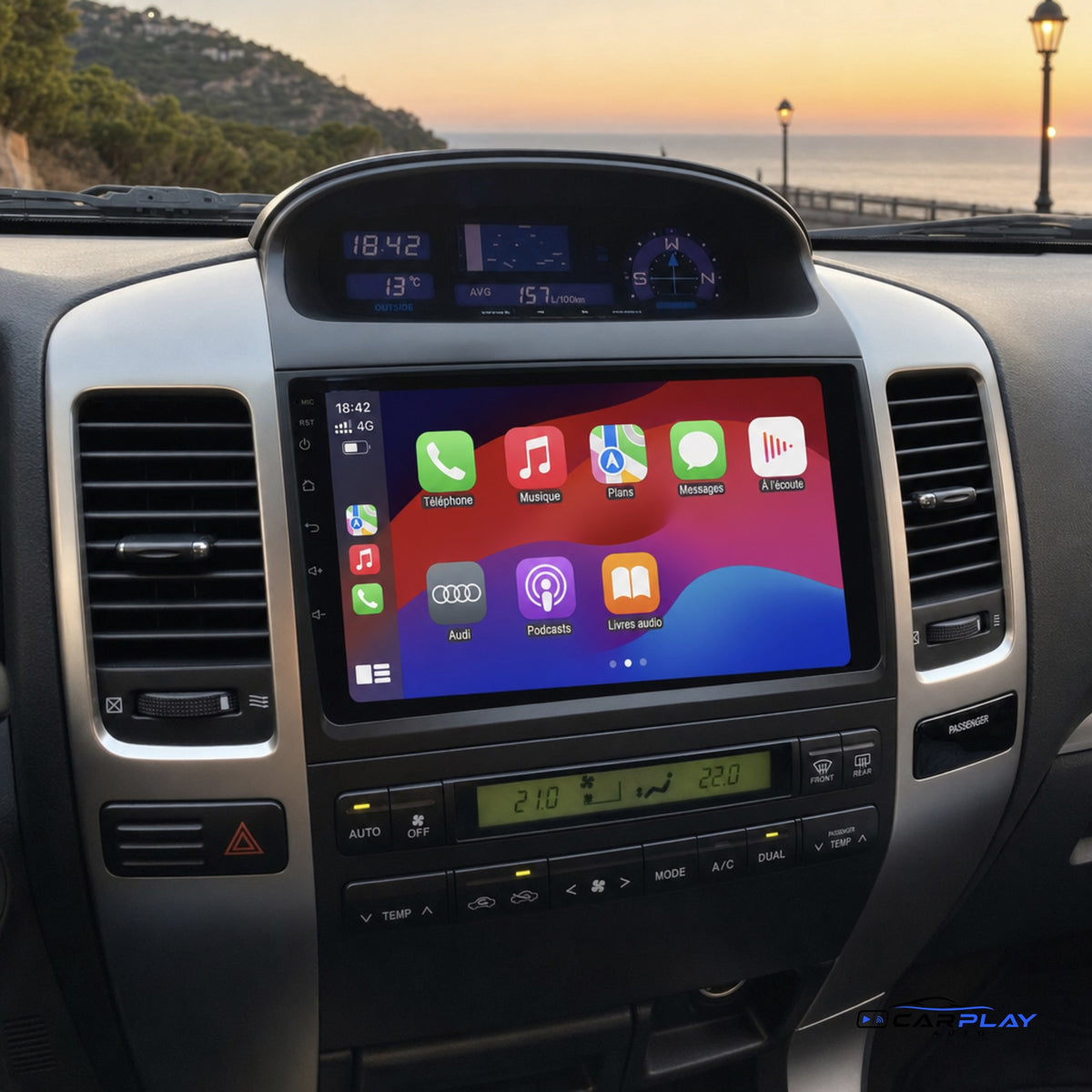 Écran CarPlay compatible avec Toyota Land Cruiser Prado 120 [2004-2009] - Système audio JBL / Pioneer
