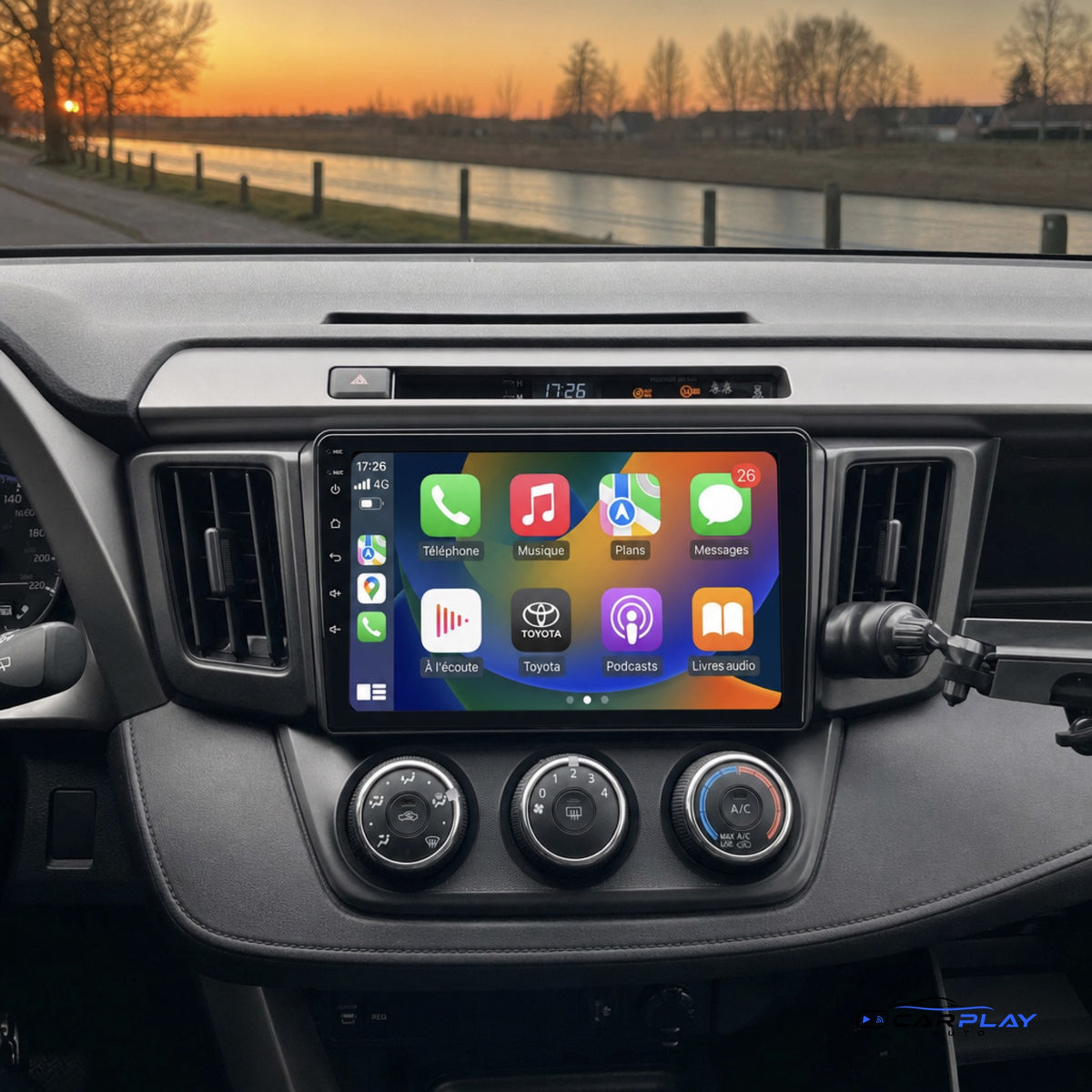 Écran CarPlay compatible avec Toyota RAV4 [2013-2018] - Climatisation manuelle