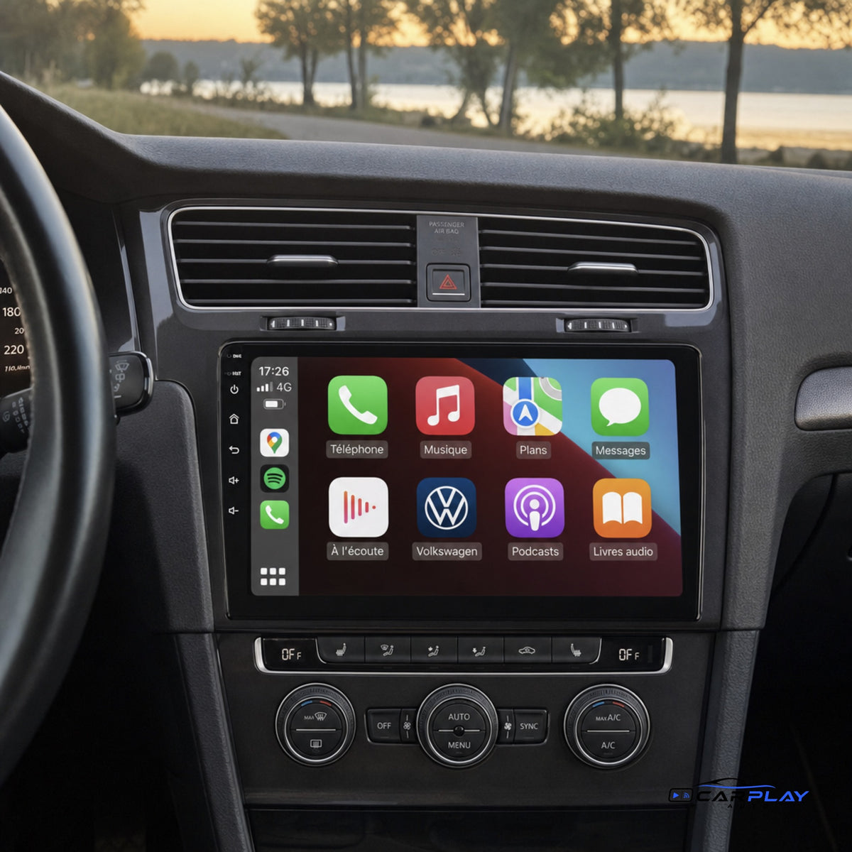 Écran CarPlay compatible avec Volkswagen Golf 7 [2013-2017] - Gris