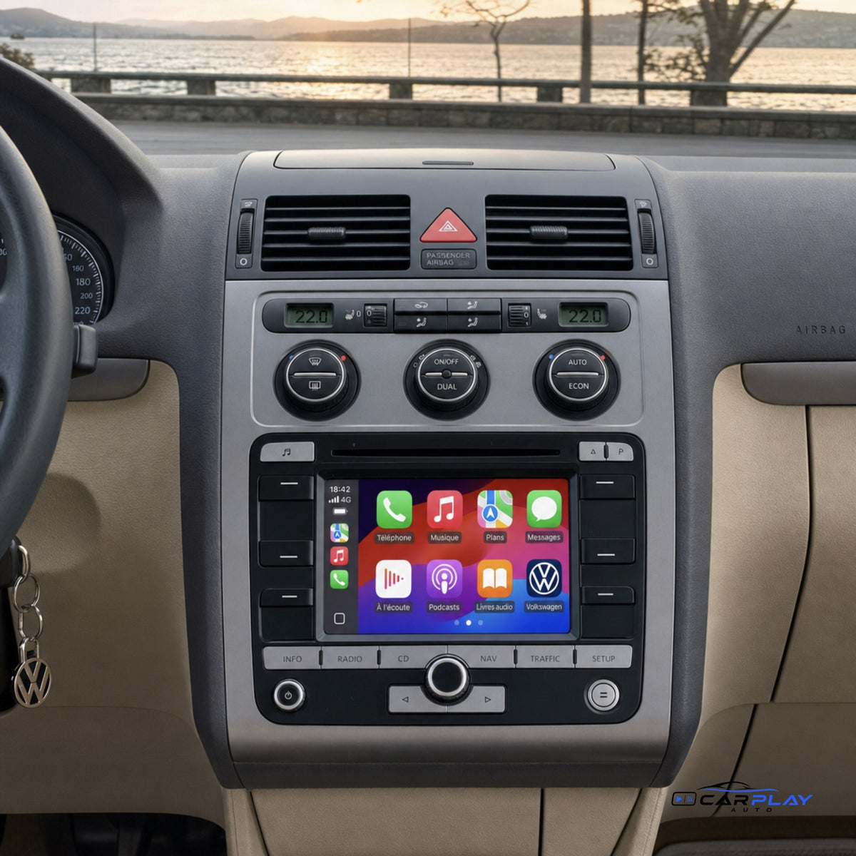 Écran CarPlay compatible avec Volkswagen Touran [2003-2010] - Type A