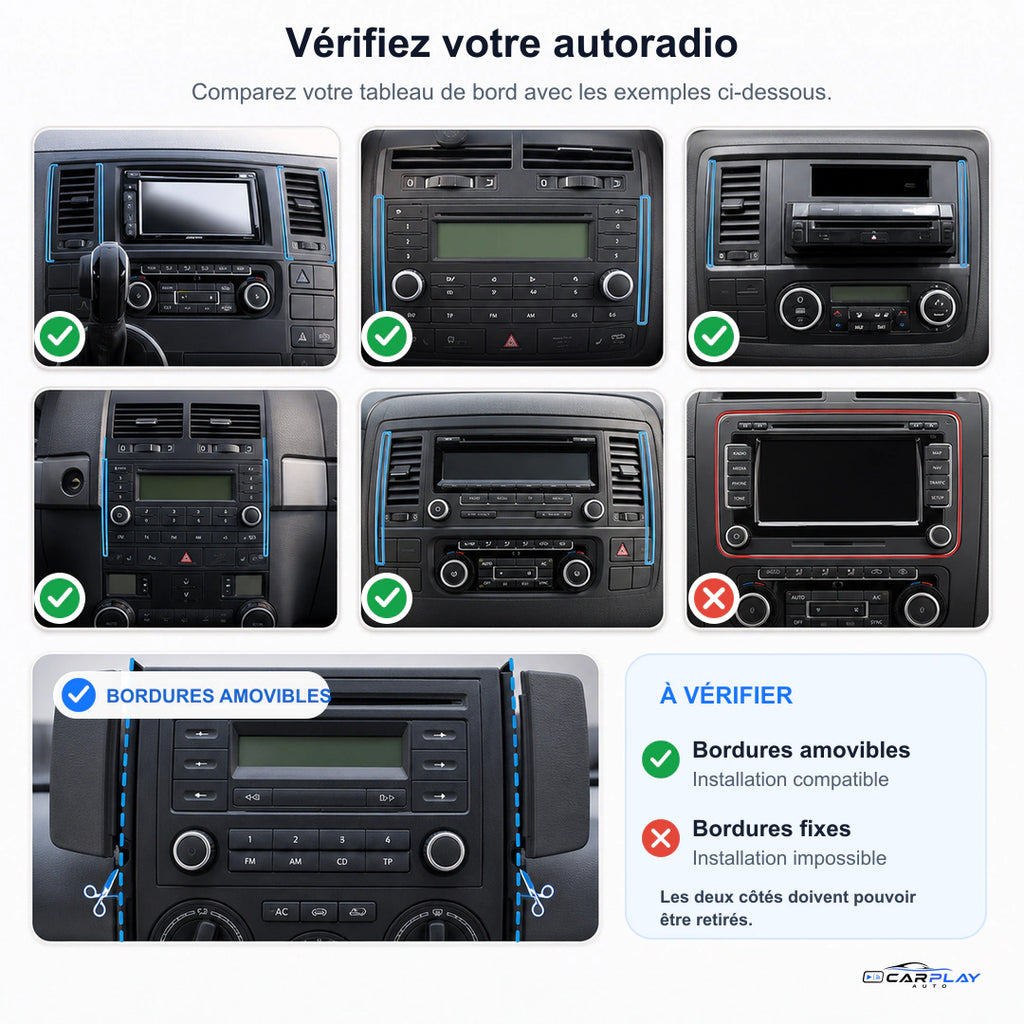 Écran CarPlay compatible avec Volkswagen Multivan [2008-2015]