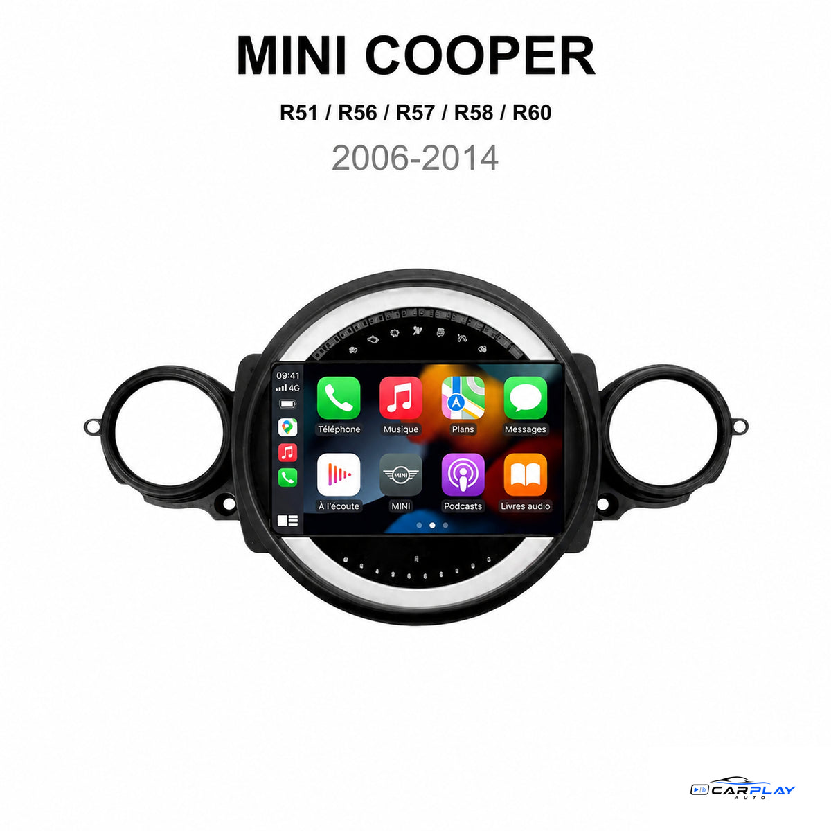 Écran CarPlay compatible avec Mini Cooper [2006-2014] R51 / R56 / R57 / R58 / R60