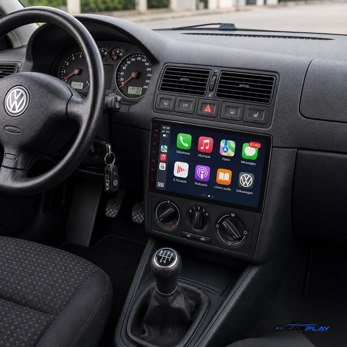 Écran CarPlay compatible avec Volkswagen Golf 4 [1998-2004] - Grand écran tactile