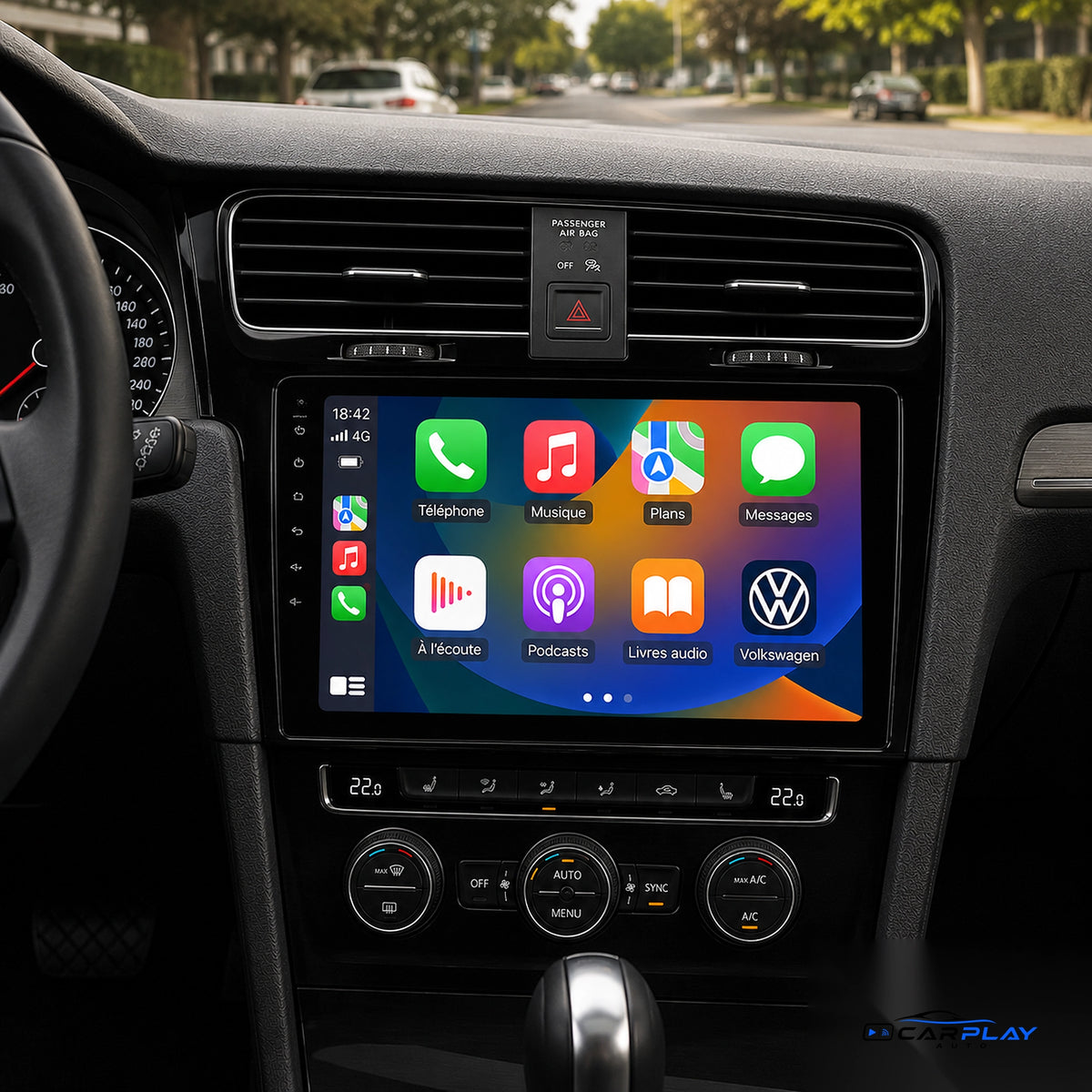 Écran CarPlay compatible avec Volkswagen Golf 7 [2013-2017] - Noir